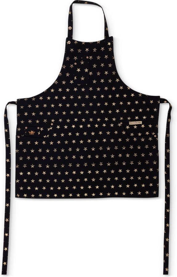Dutchdeluxes Indigo jeans Barbecue- of keukenschort 5 zakken Zwarte kleur met sterren