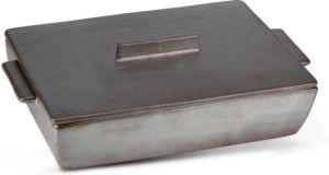 Dutchdeluxes Ovenschaal Large Mat Platinum Keramiek Incl. Deksel en Onderzetter -35x23 5x10 5 cm