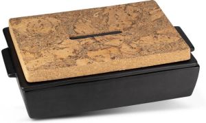 Dutchdeluxes Ovenschaal Large Mat Zwart Keramiek Incl. Deksel en Onderzetter -35x23 5x10 5 cm