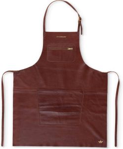 Dutchdeluxes (Volnerf) Lederen Zipper Style Schort met Ritsvak Klassiek Bruin BBQ