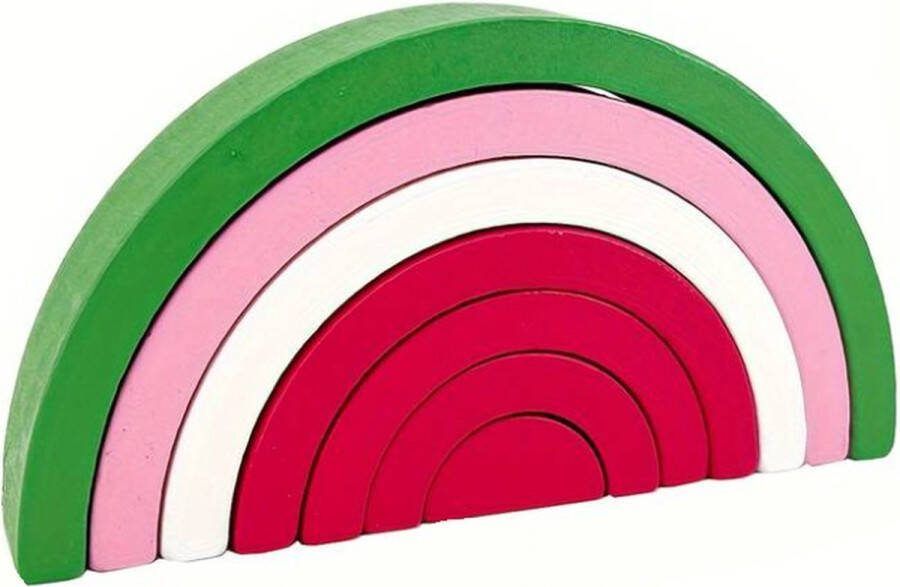 Dutchers . Bouwblokken Watermeloen Rood Hout Multicolor Bouwstenen Gekleurde Bouwblokken Milieu Vriendelijk Cognitieve Houten Speelgoed Voor Kinderen 4 t m 6 Jaar