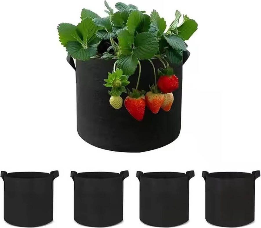 Duurzaam&Mi Duurzaam Plantenzakken 5 gallons (set van 5) 30cm x 25cm zwart 20 Liter kweekzak plantzak herbruikbaar vliesstoff tuin tuinieren planten fruit groen milieuvriendelijk balkonplanten groentebedden
