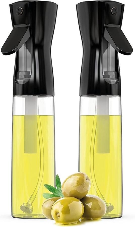 Duurzaam&Mi Oliespray 1 set (2 stuks) zwart 200 ml oliedispenser spuitbus voor olijfolie en azijn om te koken keuken keukengerei- keuken accessoires handig oliefles olie pomp