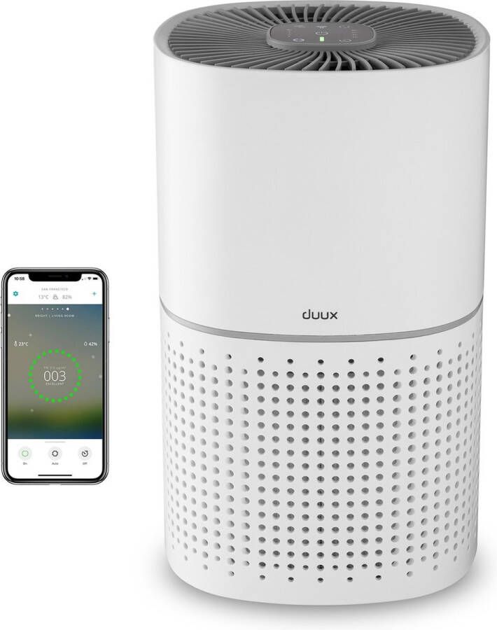 Duux Bright Smart Luchtreiniger Zwart Luchtreiniger met HEPA filter en Ionisator Air purifier met luchtkwaliteitssensor en indicator