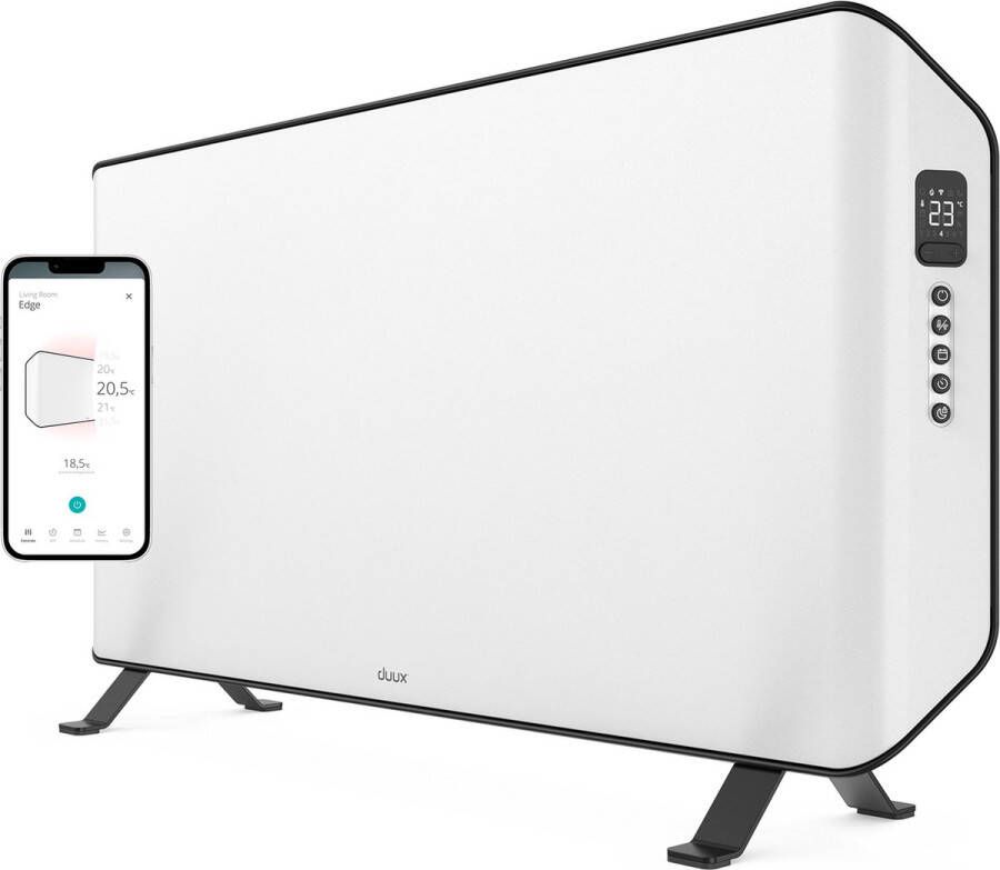 Duux Edge 1500W Smart Convectorkachel Elektrische Kachel Elektrische Verwarming Badkamer Woonkamer Kantoor Grijs