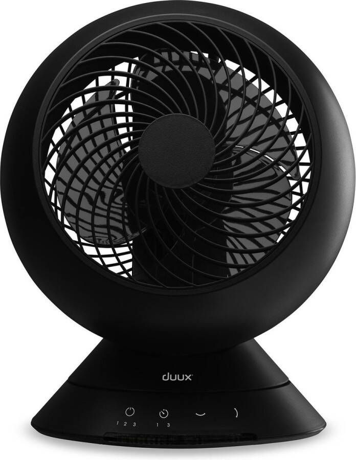 Duux Globe Tafelventilator Zwart Stille Ventilator 13dB 3 snelheden Horziontaal + Verticaal draaien