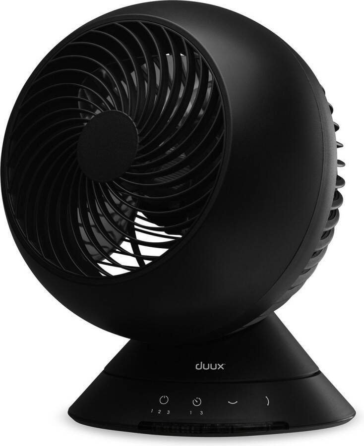 Duux Globe Tafelventilator Zwart Stille Ventilator 13dB 3 snelheden Horziontaal + Verticaal draaien