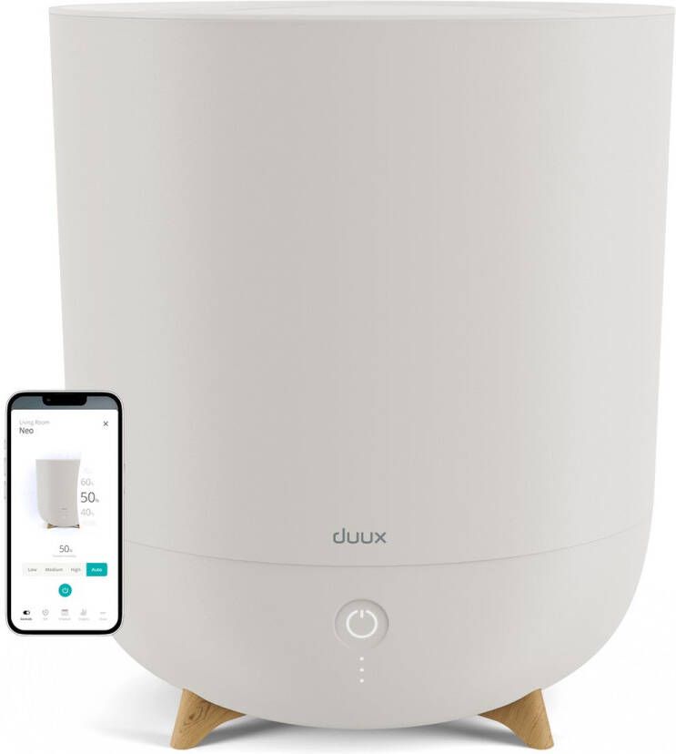 Duux Neo Smart Ultrasone Luchtbevochtiger met Hygrostaat 5L watertank Humidifier met 500ml u verneveling Greige