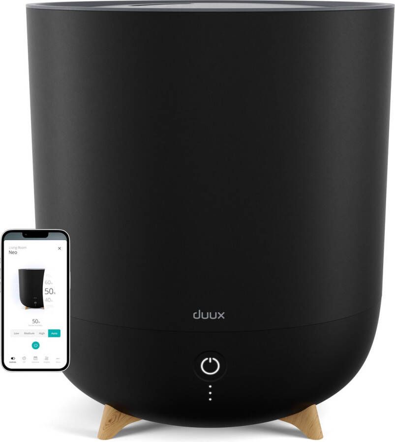 Duux Neo Smart Ultrasone Luchtbevochtiger met Hygrostaat 5L watertank Humidifier met 500ml u verneveling Zwart