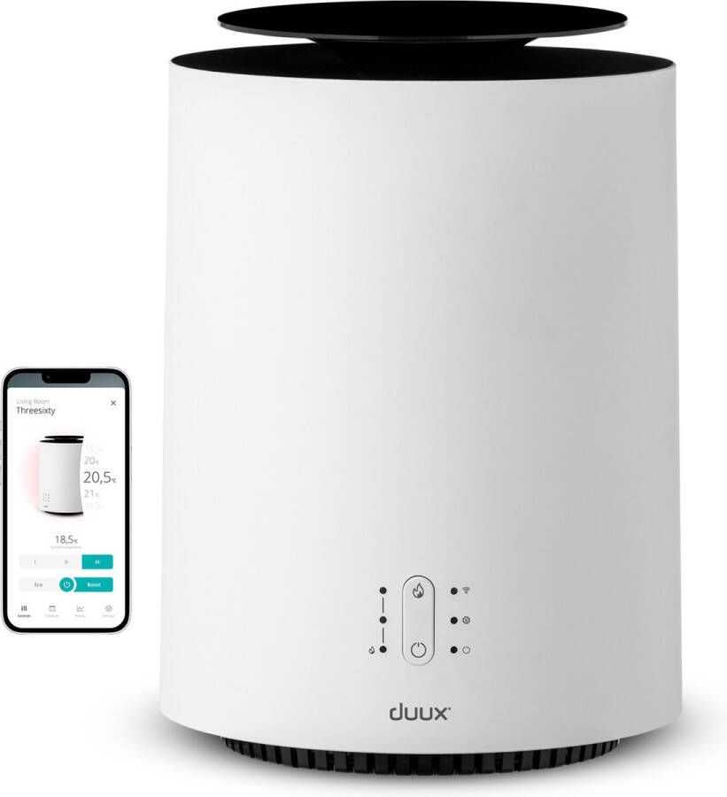 Duux Threesixty 2 Smart Elektrische Kachel Keramische Kachel 800 1200 1800 Watt Verwarming met Thermostaat Wit