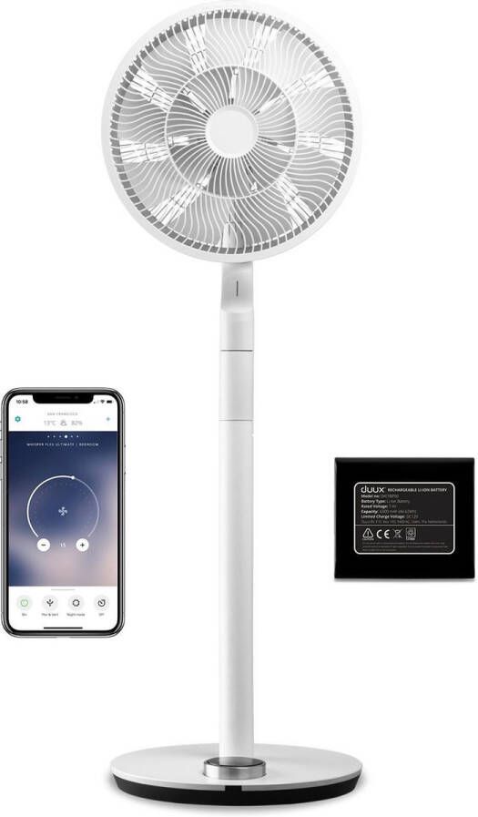Duux Whisper Flex Ultimate Zwart Smart Statiefventilator & Tafelventilator met Dock & Accu