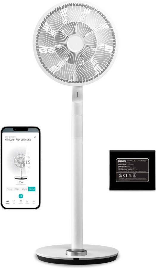 Duux Whisper Flex Ultimate Zwart Smart Statiefventilator & Tafelventilator met Dock & Accu