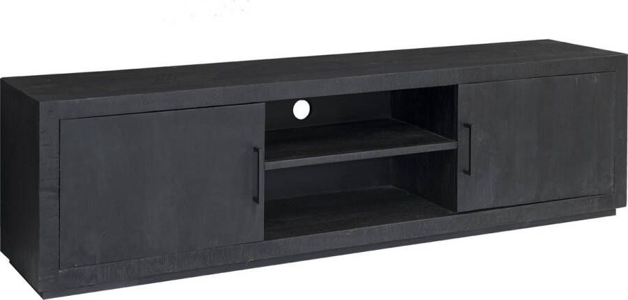 Duverger Black Omerta TV-meubel 150cm mango zwart 2 deuren 2 nissen stalen frame