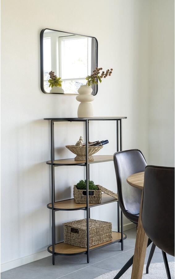 Duverger Scandirack Rek spaanplaat eikenlook stalen frame 4 schappen ovaal