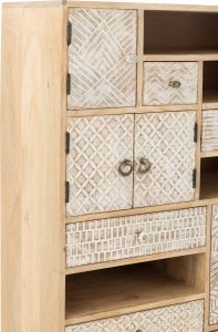 Duverger Impression Opbergkast hout beige 4 deurtjes 6 lades 4 nissen houten frame