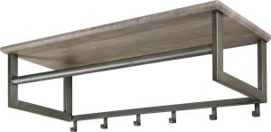 Duverger Industrial Steel Kapstok hoedenplank MDF roede 6 haakjes staal
