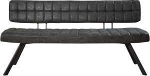 Duverger Retro eetkamerbank L 150cm PU wax met kruistiksel zwart open rug