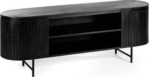 Duverger Steampunk TV-meubel 155cm acacia zwart 2 deuren 2 nissen staal zwart