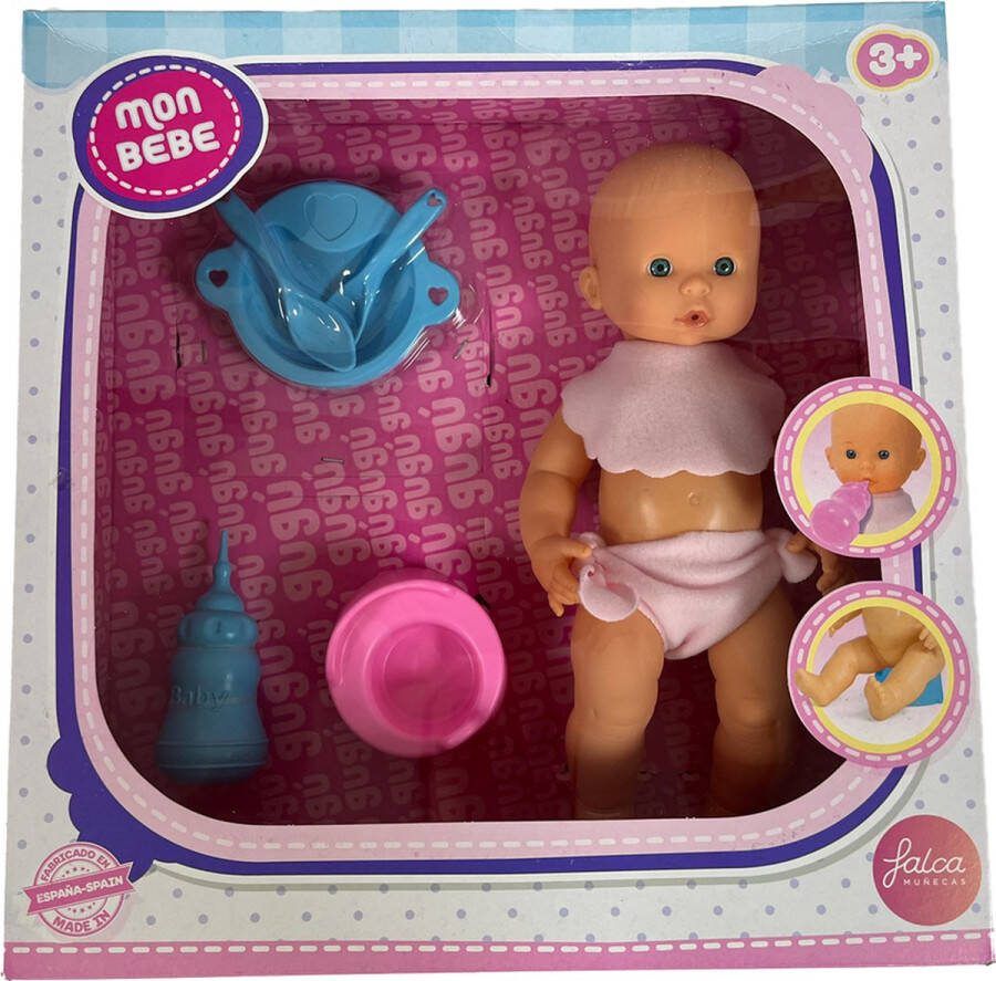 DW4Trading New Born Baby met Drink en Plasfunctie Babypop Roze 35 cm