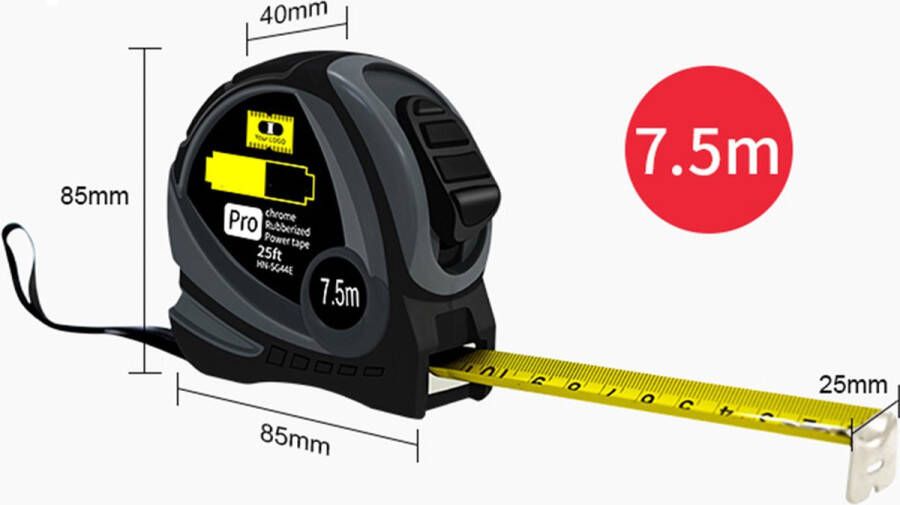 DW4Trading Robuuste Rolmaat 7 5 Meter mm inch 25 mm Breed