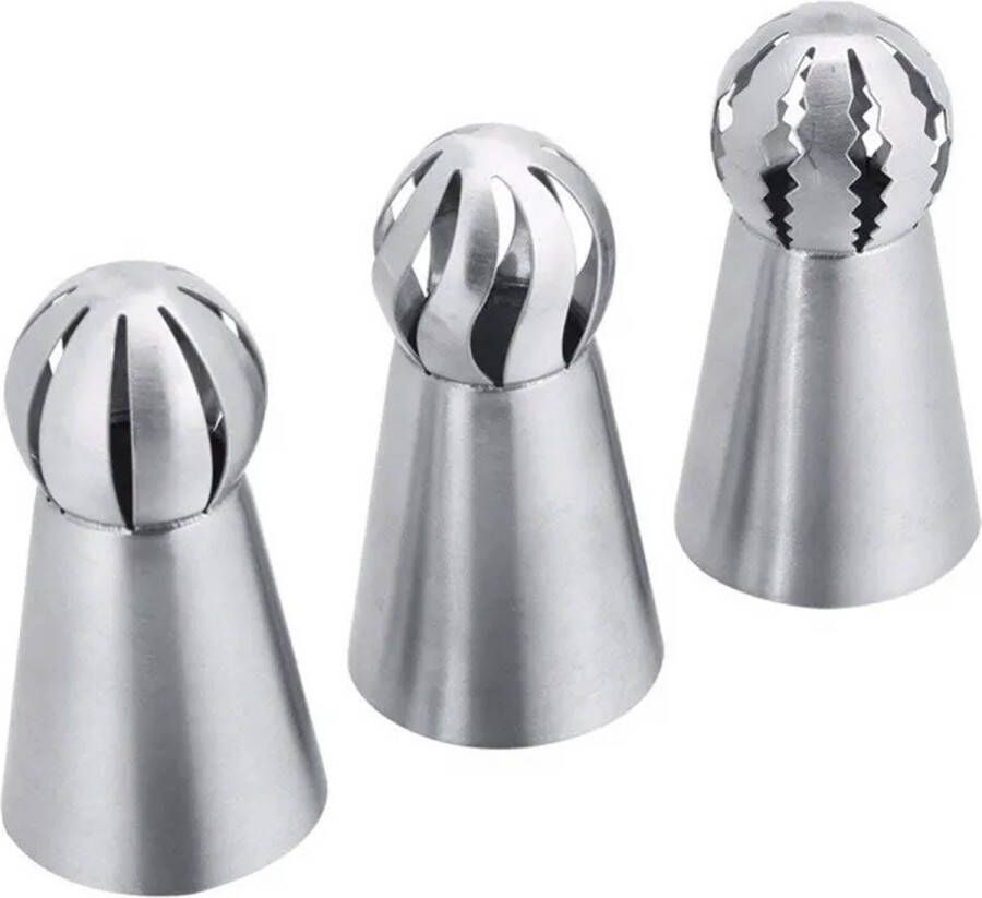 DW4Trading RVS Spuitmondjes Set van 3 Stuks Compatibel met Spuitzak Decoratie Gereedschap