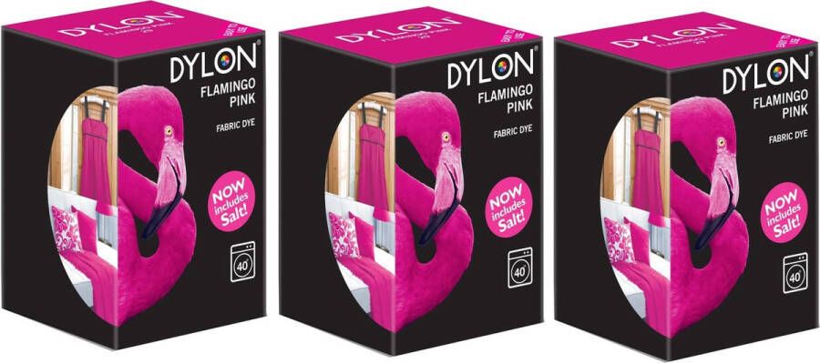 DYLON 3 x Textielverf Flamingo Pink all-in-one (zout inbegr.)