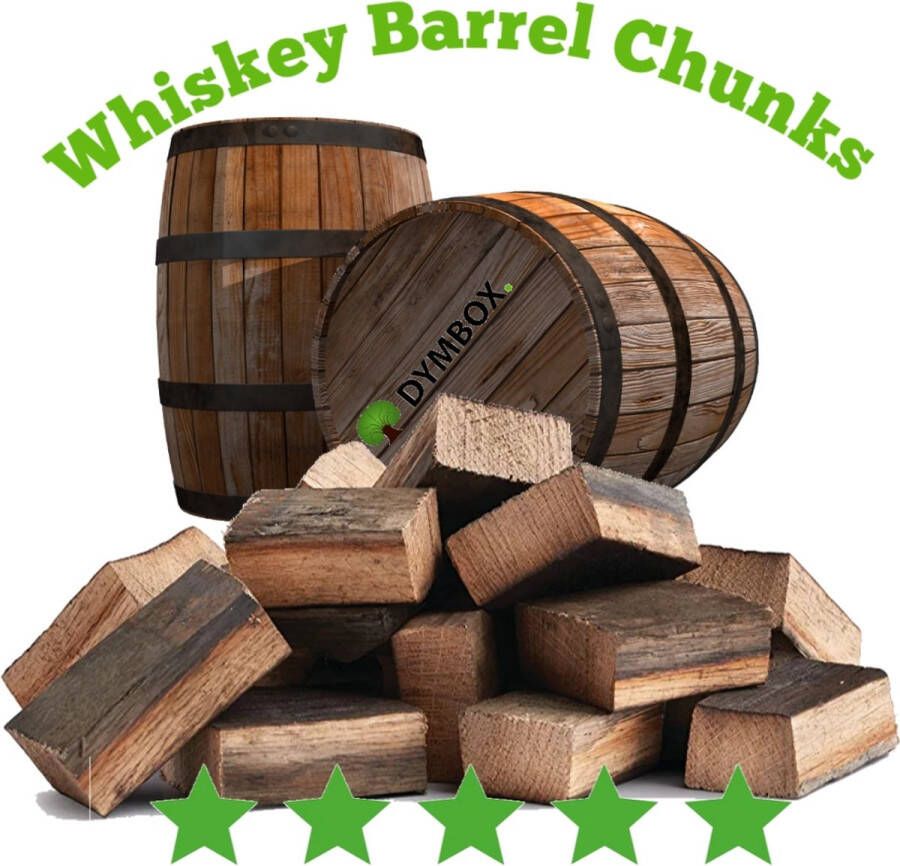 Dymbox 15 KG Whiskey Barrel Chunks|Whiskey Vaten Eik Rookhout voor de Kamado BBQ |Rookoven| Onbehandeld |
