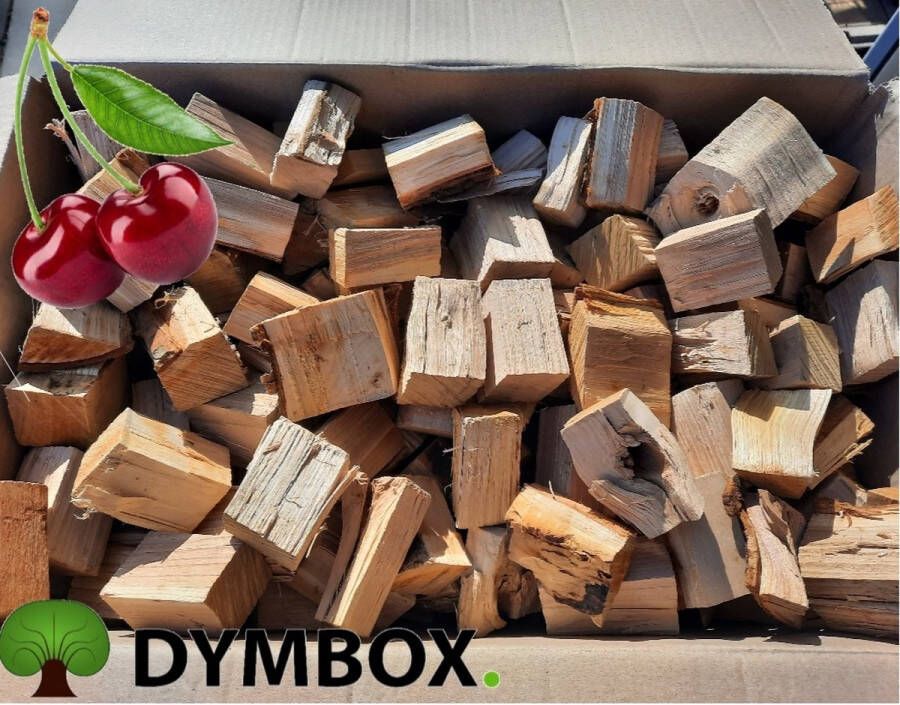 Dymbox 15KG Kersen Chunks|Rookhout voor de Kamado BBQ |Rookoven| 100% Kersen Onbehandeld |