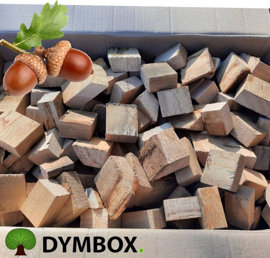 Dymbox 5 kg Rookhout Oak Chunks voor op de BBQ Rookoven (100% eiken) Onbehandeld met Rook en Smaak Garantie