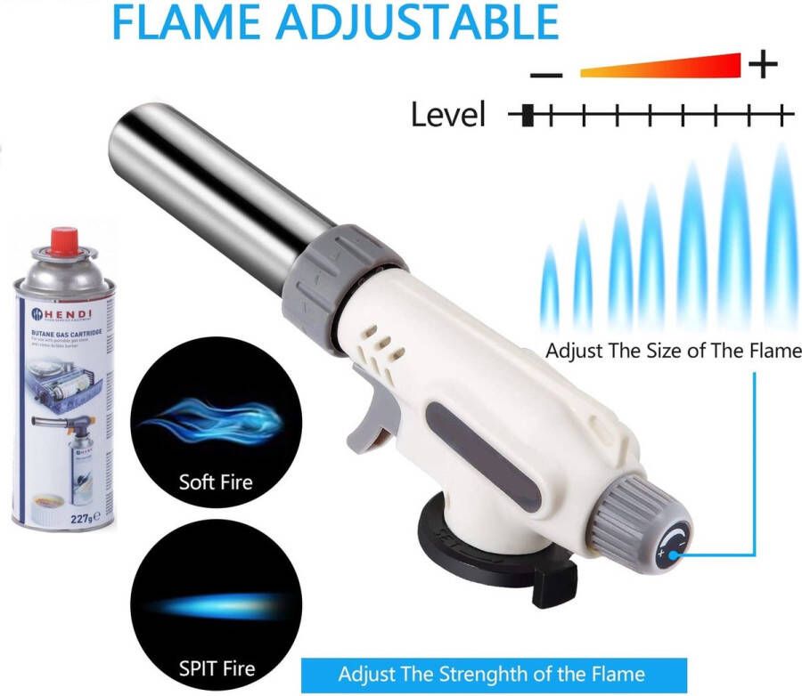 DYMEDA Gasbrander + 1 Hendi Gasfles Aansteker Creme Brulee Brander Soldeer Keukenbrander Camping