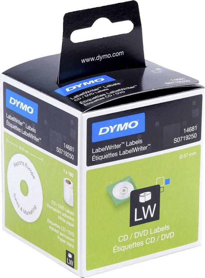 Dymo CD DVD etiketten LabelWriter diameter 57 mm 160 etiketten