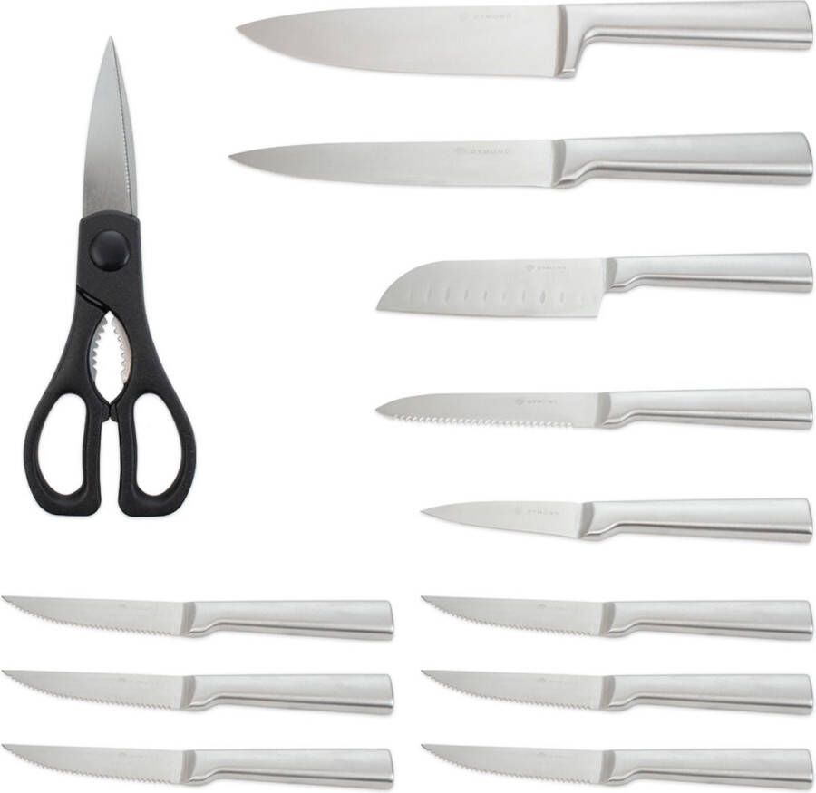 Dymund Messenset Koksmessen Set 12-delig Zilver RVS