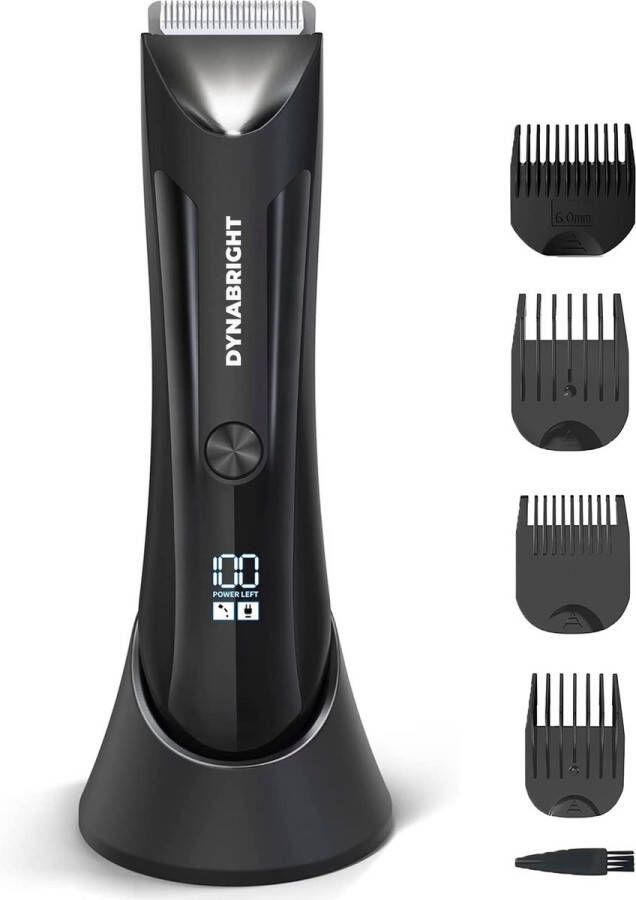 DynaBright Bodygroomer Mannen Pro Waterdicht Incl 4 Opzetstukjes Oplaad Standaard Ingebouwd LED licht Body Trimmer Heren Schaamstreek Bodygroomer USB Draadloos Waterproof Tondeuse Mannen