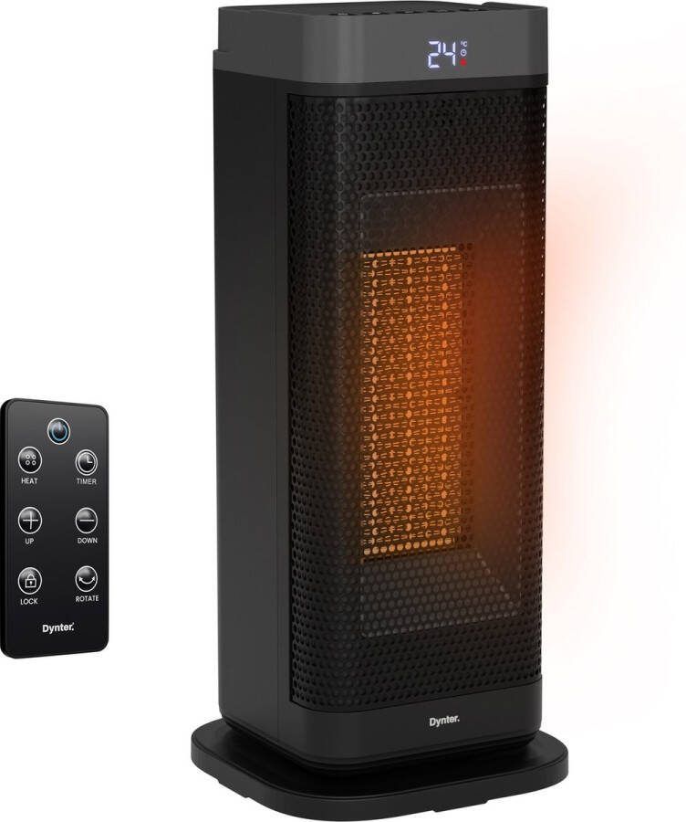 Dynter. HW2002 Elektrische Kachel Keramische Heater Kachelventilator 2000 Watt Verwarming Zwart