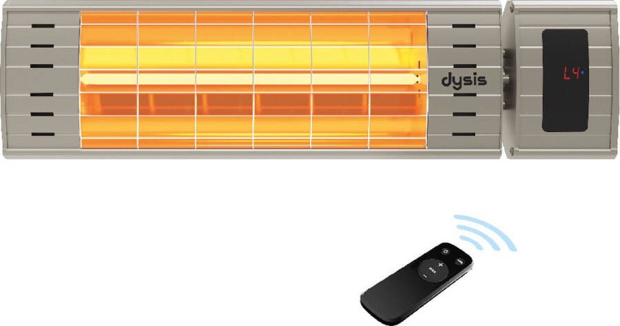 Dysis Halogeen Terrasverwarmer Low Glare Infraroodstraler met Afstandsbediening 2000W 4 Warmtestanden IP65 Stof- en Regenbestendig voor Binnen en Buiten Elektrische Kachel voor Terras- Beige