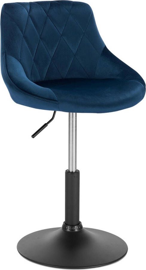 Dytroux Lage Barkruk Velvet Set – 2 Barstoelen Verstelbaar – 47x37CM – Hoogte tot 68CM – Blauw – Hoge Kwaliteit