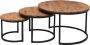 Brix Salontafel 'Jerrel' Set van 3 stuks Mangohout en staal kleur Metaal - Thumbnail 1