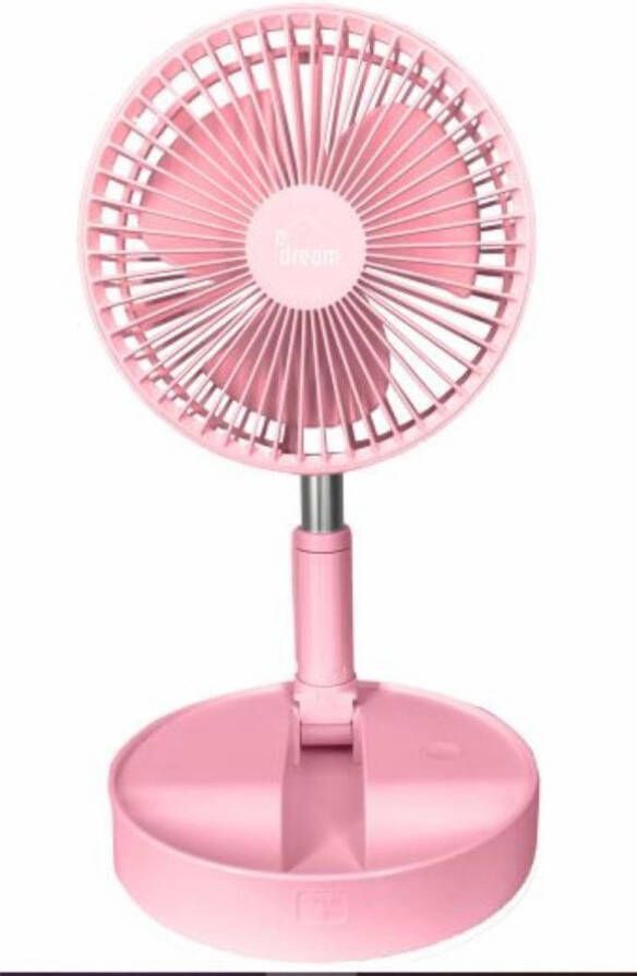 E-Dream Mini Fan Tafel Ventilator Draadloos Inklapbaar Roze