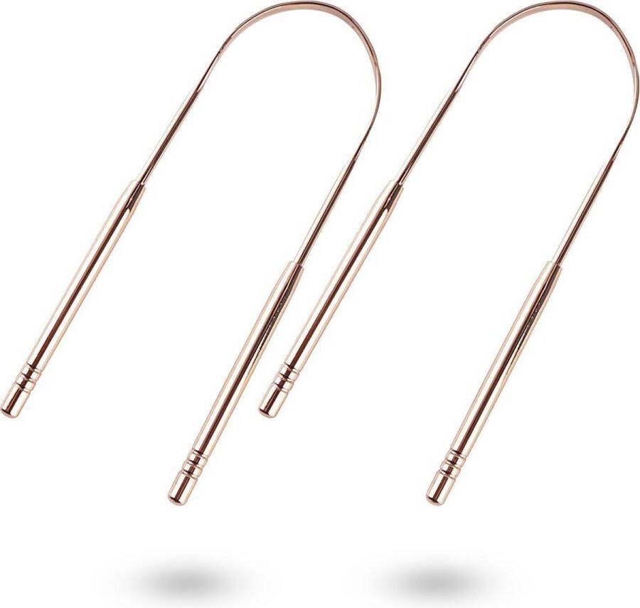 E-Shoppr 2 x Effectieve Tongschraper 2 Stuks Tongreiniger Mondverzorging Rose Goud