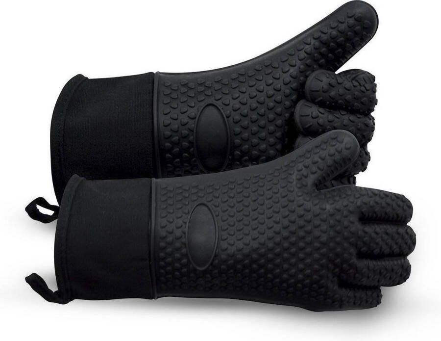 E-Shoppr Hittebestendige Ovenwanten 2 Stuks Tot 230 ℃ Hoogwaardige Siliconen BPA Vrij – Ovenhandschoenen – BBQ Handschoenen Zwart