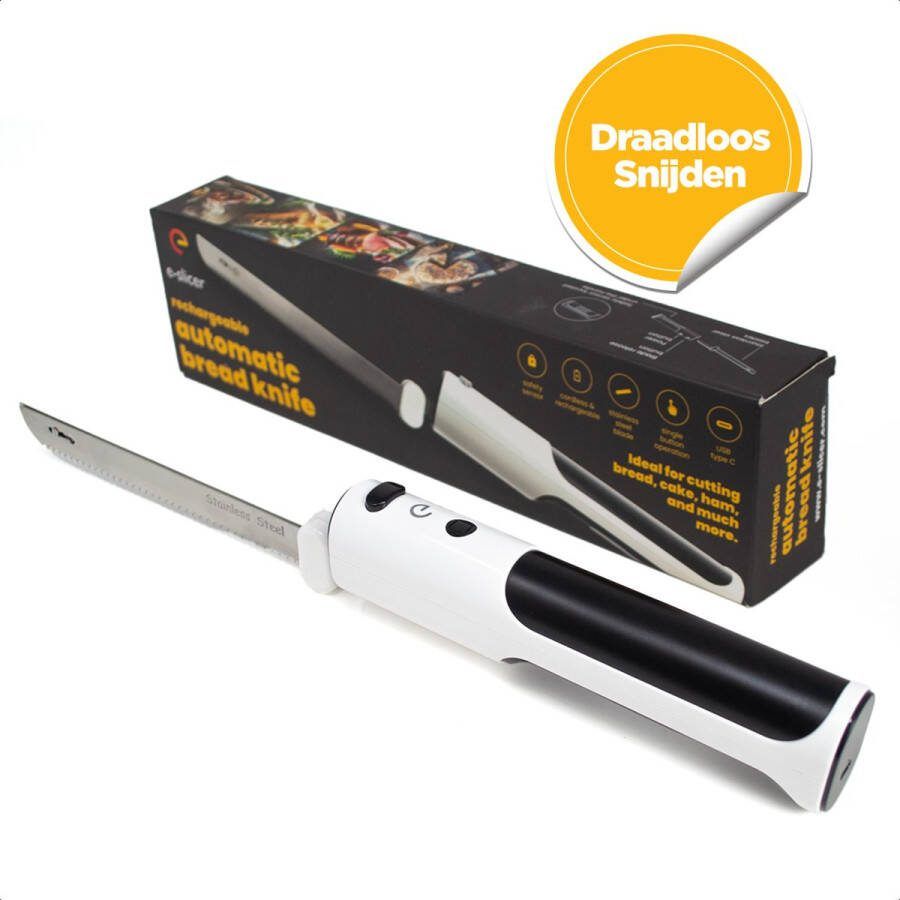 E-slicer.com E-Slicer Elektrisch Broodmes Gekarteld Draadloos en Oplaadbaar Automatisch Elektrisch Mes Broodsnijder