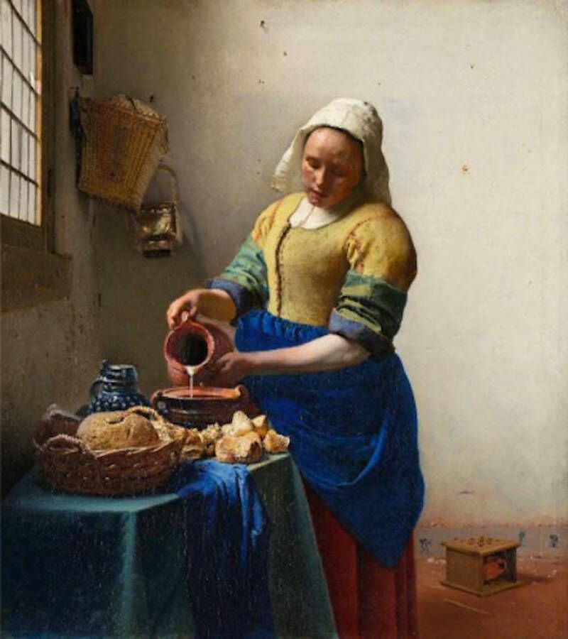 E-Style.Shop Diamond Painting 50x60 cm Johannes Vermeer “Het Melkmeisje” – Vierkante steentjes Volledige bedekking – Inclusief tools