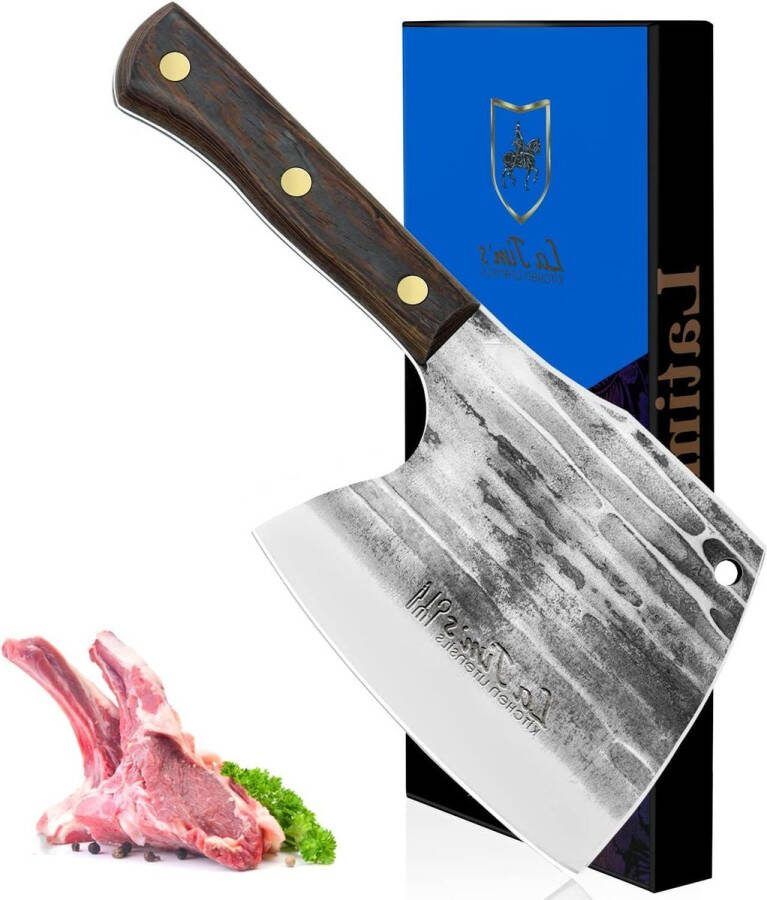 0.85kg zware snijder hand gesmeed koolstofstaal vleessnijder slagersmes voor het hakken van botten massief houten handvat