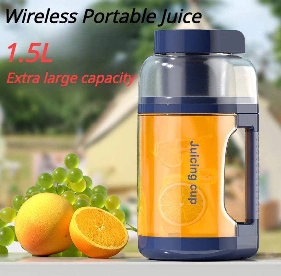 1 5L Draagbare Juicer en Fruit Blender voor Buiten Elektrische Citruspers en Smoothiemaker Ideaal voor Fruit- en Citrusjuices