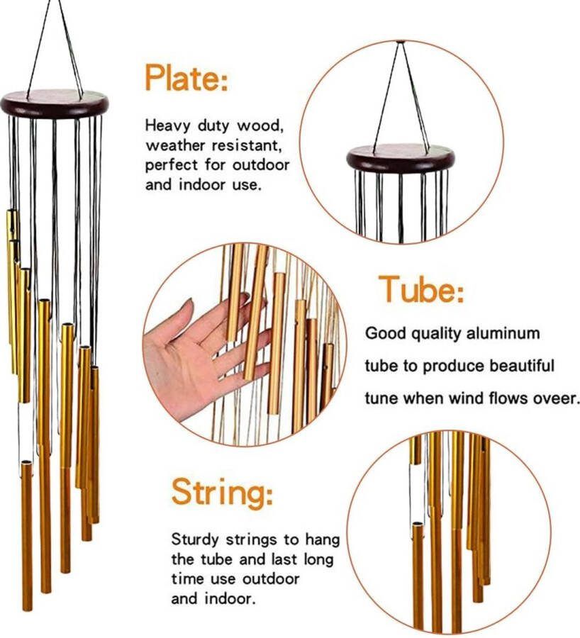 1 artikel 12 aluminium buizen windgong voor buiten hangend windchimes voor buiten hangend 58 cm windchimes metaal windchime tuin