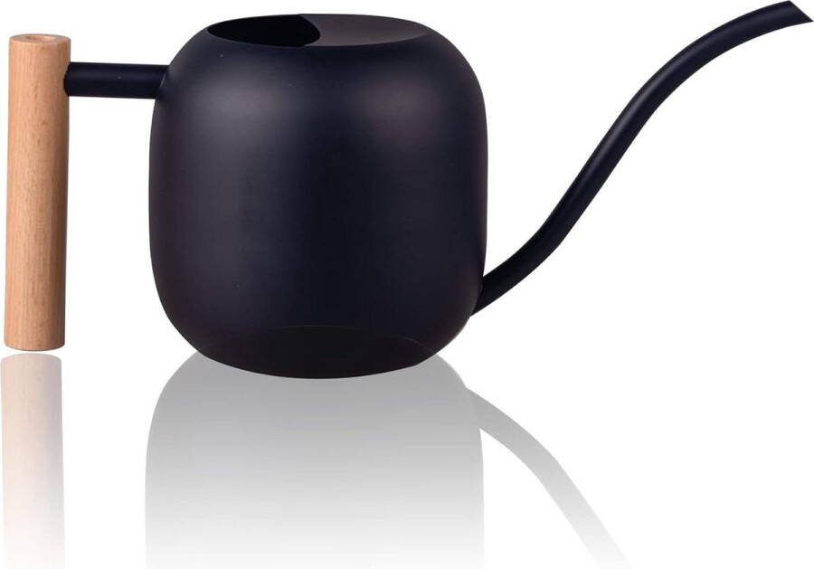 1 liter houten handvat roestvrijstalen gieter kleinere potplanten lange uitloop comfortabel voor kamerplanten vetplanten zwart