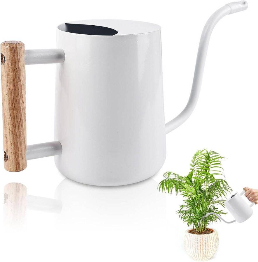1 liter plantengieter roestvrij staal lange uitloop houten handvat vintage bloemgieter balkon kantoor