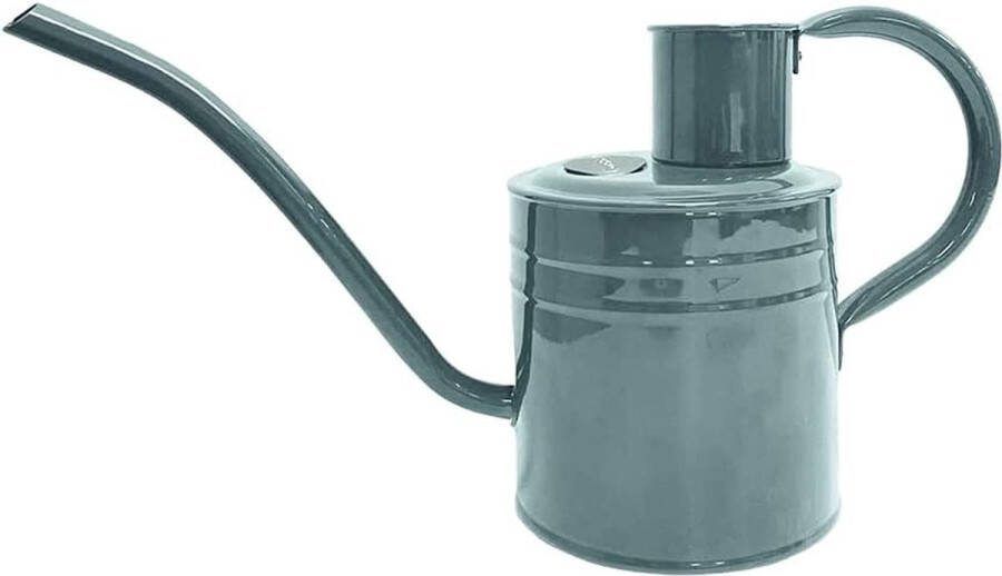 1 liter vintage gieter in grijs verzinkte stalen kan voor het gieten van kamerplanten kan in klassieke Engelse stijl met verhoogde rand
