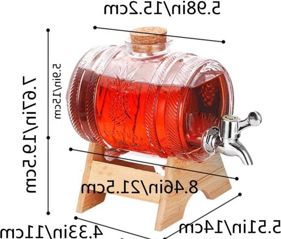 1 Litre Glass Barrel Drink Dispenser with Stand Whiskey Decanter Personalised Gold