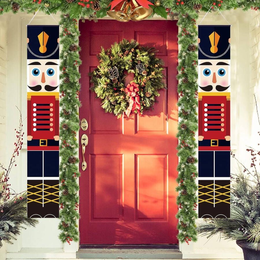 1 paar notenkraker banners notenkraker kerstversiering kerstveranda banner bord decoraties soldaat model notenkraker banner deurbanner voor muur outdoor indoor party decoratie